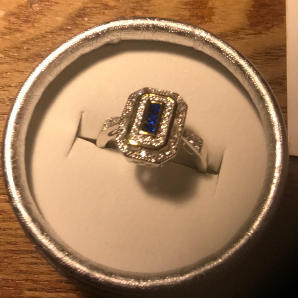 925 solid silverandgold with cz and sapphire
